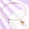 201 Stainless Steel Ball Charm Rigid Choker Necklaces for Women NJEW-Z098-05G-3