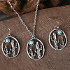 Alloy & Synthetic Turquoise Dangle Earrings & Pendant Necklaces Sets FS-WG3DEAB-01-1
