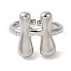 Initials Brass Open Cuff Ring for Women RJEW-N046-02H-P-2