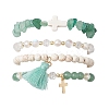 4Pcs 4 Styles Natural Gemstone Beads Stretch Bracelets BJEW-JB11596-4
