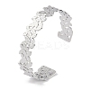 Non-Tarnish 304 Stainless Steel Flower Open Cuff Bangles for Women BJEW-C071-14P-1
