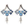 Rack Plating Brass Micro Pave Clear Cubic Zirconia Studs Earrings Finding KK-T072-13P-02-1