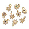 Christmas Brass Micro Pave Cubic Zirconia Charms ZIRC-F111-02G-1