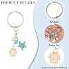 20Pcs Turtle with Starfish Synthetic Turquoise Pendant Keychains KEYC-CP0001-47B-6