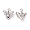 Brass Micro Pave Clear Cubic Zirconia Charms KK-G418-11P-2