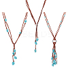 3Pcs 3 Style Ethnic Style Natural Turquoise Chips & Alloy Lariat Necklaces for Women NJEW-AN0001-58-1