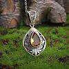 Alloy Topaz Rhinestone Pendant Necklaces FS-WG9981E-01-2
