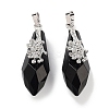 Natural Obsidian Faceted Teardrop Pendants G-Q163-04P-07-1