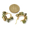Natural Unakite Chips Braided Hoop Earrings EJEW-JE04940-21-2