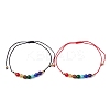 2Pcs 2 Color Natural & Synthetic Mixed Gemstone Round Braided Bead Anklets Set AJEW-AN00551-1