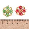 7Pcs 7 Color Chakra Electroplate Glass Beaded Flower Connector Charms PALLOY-MZ01297-4