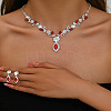 Horse Eye Brass Rhinestone Cup Chains Pendant Necklaces & Stud Dangle Earrings Sets FS-WGAAA30-08-1