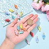 10Pcs Hand Painted Polka Dot Fish Porcelain Pendants PALLOY-YW00115-01-5
