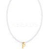 Imitation Pearl with Stainless Steel Pendants Necklaces NJEW-LP0001-51F-G-1