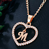 Alloy Crystal Rhinestone Heart with Initial Pendant Necklaces WGD4CFD-13-1