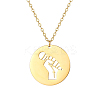 Flat Round with Hollow Microphone Stainless Steel Pendant Necklaces for Women SE2751-2-1
