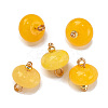 Natural White Jade Dyed Saucer Charms with Rack Plating Golden Tone Brass Bails KK-B103-17B-01-1