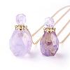 Natural Amethyst Openable Perfume Bottle Pendant Necklaces NJEW-G325-01G-3