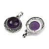Natural Amethyst Half Round Pendants PALLOY-R159-01AS-08-2