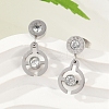 Flat Round 304 Stainless Steel Micro Pave Clear Cubic Zirconia Dangle Stud Earrings EJEW-Z089-28P-2