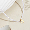 Imitation Pearl with Stainless Steel Pendants Necklaces NJEW-LP0001-51O-G-3