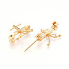 Brass Micro Pave Cubic Zirconia Brooch Findings KK-N258-19G-2
