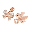 Brass Micro Pave Cubic Zirconia European Dangle Charms ZIRC-E163-15RG-2