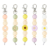 5Pcs 5 Colors Daisy Silicone Pendant Decorations HJEW-FH0001-71-1