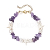 Starfish Synthetic Turquoise & Natural Amethyst Chip Beaded Bracelets for Women BJEW-JB11264-01-2