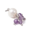 Natural Green Aventurine & Garne & Amethyst & Rose Quartz & Apatite Faceted Round & Potato Pearl Pendants PALLOY-JF04750-01-4