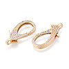 Brass Pave Clear Cubic Zirconia Lobster Claw Clasps KK-T075-77G-2