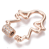 Brass Micro Pave Clear Cubic Zirconia Screw Carabiner Lock Charms ZIRC-T013-07RG-NF-3