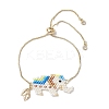 Elephant Glass Seed Beads Link Bracelets BJEW-MZ00067-02-1
