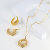 Brass Hollow Donut Pendant Necklaces & Hoop Earrings LV5654-1