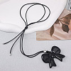 Resin Bowknot Pendant Adjustable Black Waxed Cord Necklaces for Women FS-WGD44B6-01-1