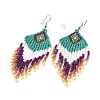 Glass Seed Braided Rhombus with Tassel Chandelier Earrings EJEW-H084-05P-2