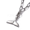 Whale Tail 304 Stainless Steel Pendant Necklaces NJEW-JN02701-2