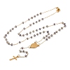 Ion Plating(IP) Crucifix Cross 304 Stainless Steel Rosary Bead Necklaces NJEW-M075-04G-02-1