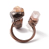 Natural Amethyst & Quartz Crystal Irregular Nugget Open Cuff Ring RJEW-I082-07R-02-3