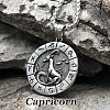 Flat Round with Engraved Twelve Constellation Alloy Pendant Necklace for Women Men WG25F4B-11-1