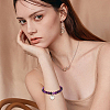 Natural Striped Agate Round Beaded Stretch Bracelet with Alloy Heart Charm BJEW-OC0001-09C-6