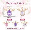 12Pcs 3 Colors Brass Glass Rhinestone Pendants GLAA-FH0001-82-2