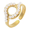 Ion Plating(IP) Round 304 Stainless Steel Open Cuff Rings for Women RJEW-A044-01A-G-1