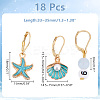 Starfish/Shell/Number Alloy Enamel & Acrylic Pendant Locking Stitch Markers HJEW-AB00585-2