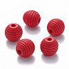 Painted Natural Wood Beehive European Beads WOOD-Q040-019A-A07-2