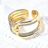 Brass Micro Pave Cubic Zirconia Open Cuff Rings RJEW-D313-11PG-3