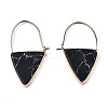 Synthetic Turquoise Triangle Dangle Hoop Earrings G-S359-363A-2
