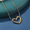 Ion Plating(IP) 304 Stainless Steel Hollow Heart Pendant Necklace with Round Snake Chains NJEW-M202-05G-1