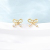 Bowknot 925 Sterling Silver Micro Pave Clear Cubic Zirconia Stud Earrings EJEW-K317-12G-3
