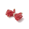 Glass Seed Beaded Bowknot Pendants PALLOY-MZ00564-03-4